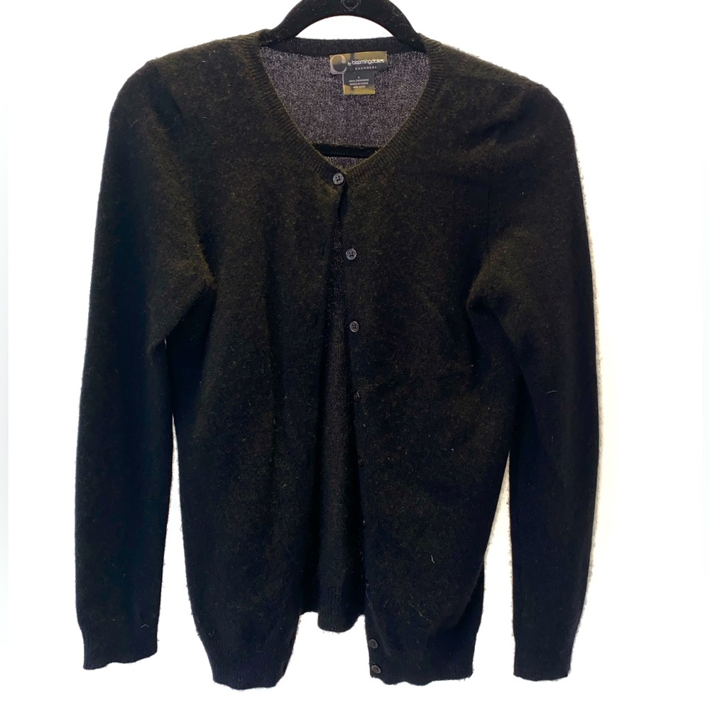 Bloomingdales Cashmere Button Up Sweater Cardigan in Black